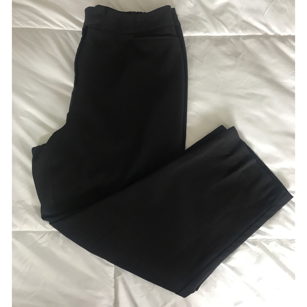 Dressbarn Black Wide Waistband Tab Pant in Black